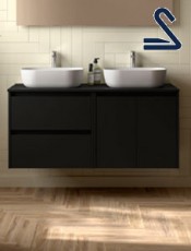 Mueble de lavabo suspendido NOJA 120 cm posar Negro Mate