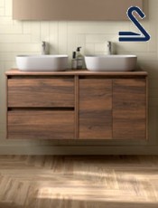 Mueble de lavabo suspendido NOJA 120 cm posar Nogal Maya