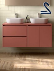 Mueble de lavabo suspendido NOJA 120 cm posar Rojo Mate
