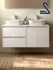 Mueble de lavabo suspendido NOJA 120 cm posar Blanco Brillo