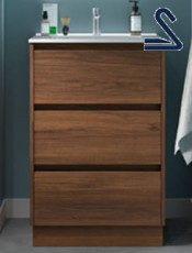 Mueble de baño con zócalo NOJA 3 cajones Nogal Maya 