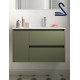 Mueble de baño 2 cajones y puerta NOJA suspendido 85 cm Verde Mate