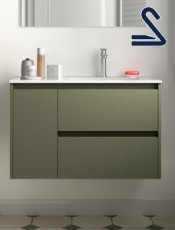 Mueble de baño 2 cajones y puerta NOJA suspendido 85 cm Verde Mate
