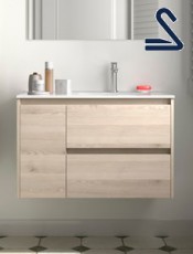 Mueble de baño 2 cajones y puerta NOJA suspendido 85 cm Natural