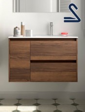 Mueble de baño 2 cajones y puerta NOJA suspendido 85 cm Nogal Maya