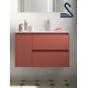 Mueble de baño 2 cajones y puerta NOJA suspendido 85 cm Rojo Mate
