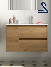 Mueble de baño 2 cajones y puerta NOJA suspendido 85 cm Roble África
