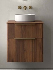 Mueble de baño suspendido LUVA 60 cm lavabo sobreponer Nogal Maya