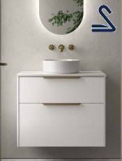 Mueble de baño suspendido LUVA 80 cm lavabo sobreponer Blanco Mate