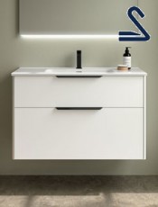 Mueble de baño suspendido LUVA 100 cm Blanco Mate