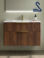 Mueble de baño suspendido LUVA 100 cm Nogal Maya