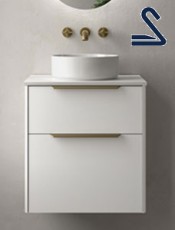 Mueble de baño suspendido LUVA 60 cm lavabo sobreponer Blanco Mate