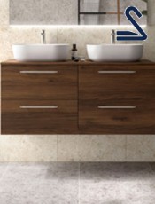 Mueble de baño suspendido SILANE 120 cm doble seno Nogal Maya