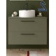 Mueble de baño suspendido SILANE 80 cm lavabo de posar Verde Mate