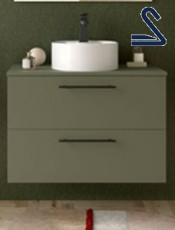 Mueble de baño suspendido SILANE 80 cm lavabo de posar Verde Mate