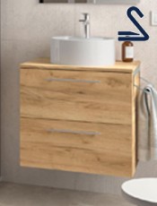 Mueble de baño suspendido SILANE 60 cm lavabo de posar Roble África