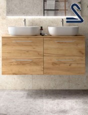 Mueble de baño suspendido SILANE 120 cm doble seno lavabo de posar Roble África 