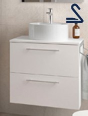 Mueble de baño suspendido SILANE 60 cm lavabo de posar Blanco Mate