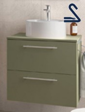Mueble de baño suspendido SILANE 60 cm lavabo de posar Verde Mate