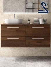 Mueble de baño suspendido SILANE 120 cm lavabo de posar Nogal Maya