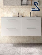 Mueble de baño suspendido SILANE 120 cm doble seno Blanco Mate