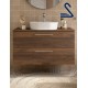 Mueble de baño suspendido SILANE 100 cm lavabo de posar Nogal Maya