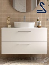 Mueble de baño suspendido SILANE 100 cm lavabo de posar Blanco Mate