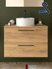 Mueble de baño suspendido SILANE 80 cm lavabo de posar Roble África