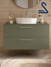 Mueble de baño suspendido SILANE 100 cm lavabo de posar Verde Mate