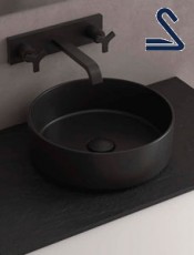 Lavabo de sobre encimera KANDY porcelana NEGRO MATE 360 x 360 x 120 mm