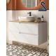 Mueble de baño suspendido VIMA 100 cm lavabo sobreponer Blanco Brillo