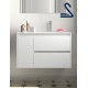 Mueble de baño 2 cajones y puerta NOJA suspendido 85 cm White Satin