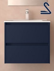 Mueble de baño suspendido NOJA 70 cm 2 cajones Negro Mate