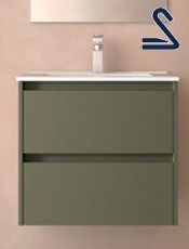 Mueble de baño suspendido NOJA 70 cm 2 cajones Verde Mate