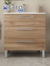 Disfruta de este exclusivo mueble Stay Three con patas al suelo Faro. Muebles de baño con tiradores.