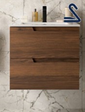 Mueble de baño suspendido VIMA 60 cm 2 cajones Nogal Maya