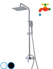 Columna de ducha monomando JADE con diseño moderno, incluye cabezal rectangular antical, ducha de mano ajustable. Columnas