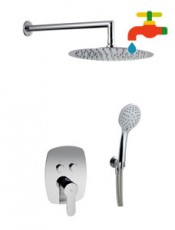 Conjunto ducha empotrado con pulsador 2 vias OMNIA Cromo