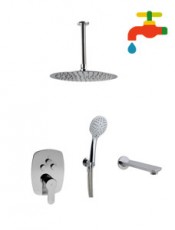 Conjunto bañera empotrado con pulsador 3 vias OMNIA Cromo